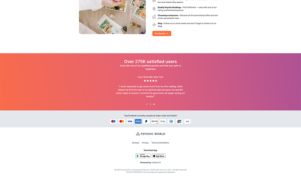 Woman engaging with tarot cards on a table, representing psychic readings and spiritual guidance services.